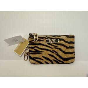Michael Kors Parker Marigold Key Card Holder Tiger Print Calf Hair